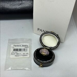 Pandora 14 K Gold & “Pink Spirals” Murano glass Bead.